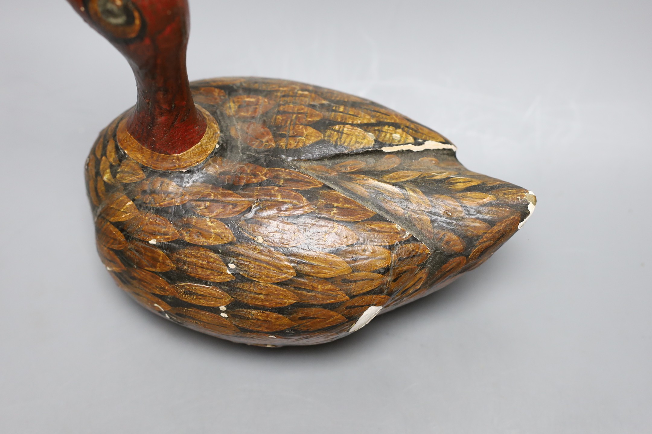 A decoy long beaked bird, 29 cms wide